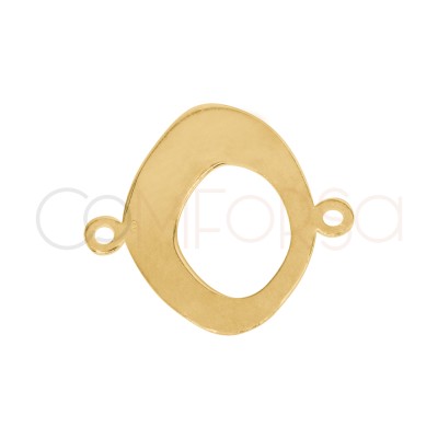 Entremeio liso oval irregular 16 x 14,3 mm prata 925 banhada a ouro