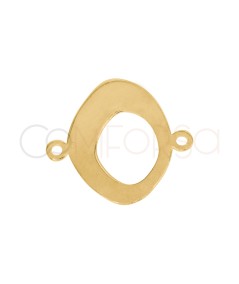 Entremeio liso oval irregular 16 x 14,3 mm prata 925 banhada a ouro