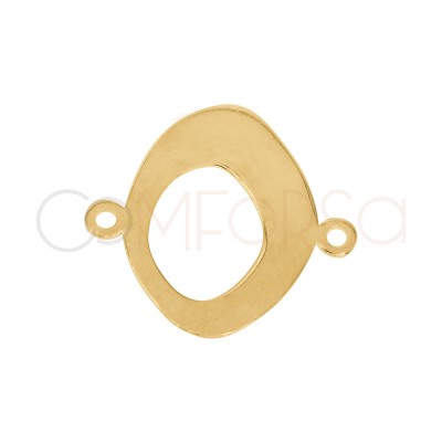 Entremeio liso oval irregular 16 x 14,3 mm prata 925 banhada a ouro