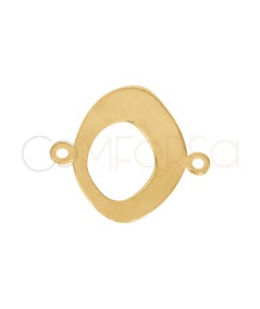 Entremeio liso oval irregular 16 x 14,3 mm prata 925 banhada a ouro