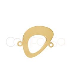 Entremeio liso oval irregular 16,4 x 15 mm prata 925 banhada a ouro