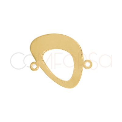 Entremeio liso oval irregular 16,4 x 15 mm prata 925 banhada a ouro