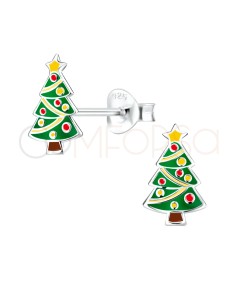 Brincos de árvore de Natal 6 x 10 mm em prata 925