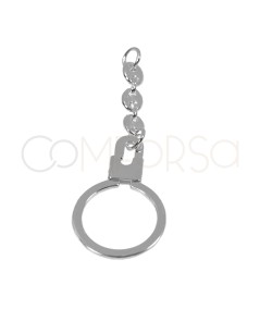 Argola para chaveiro redonda com corrente 25 x 73 mm prata 925