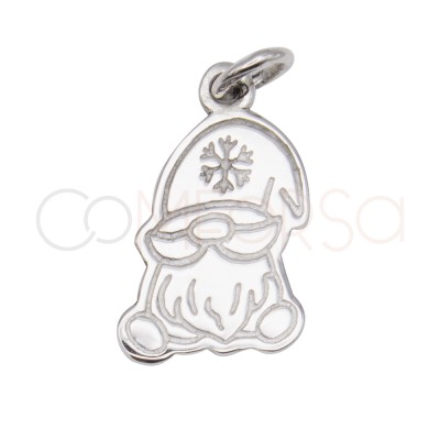 Pingente de duende com chapéu de floco de neve 9 x 15 mm em prata 925