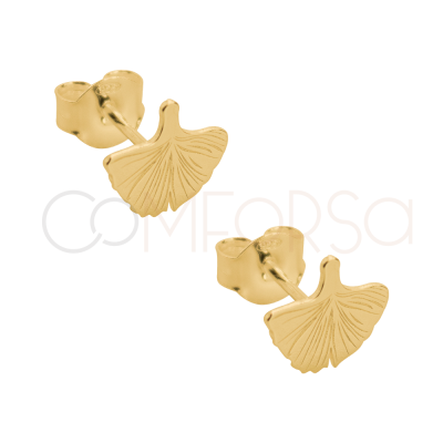 Brincos de folha de Ginkgo Biloba 8mm prata 925