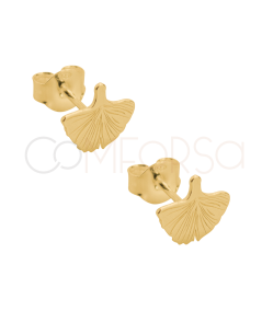 Brincos de folha de Ginkgo Biloba 8mm prata 925