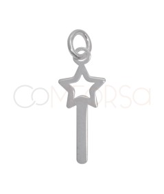 Pingente minivarinha com estrela 7,5 x 18,5 mm prata 925