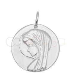 Gravura + Medalha da Virgem menina 14,5 mm prata 925