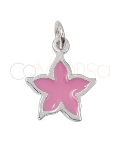 Pingente estrela esmalte rosa 10 mm prata 925