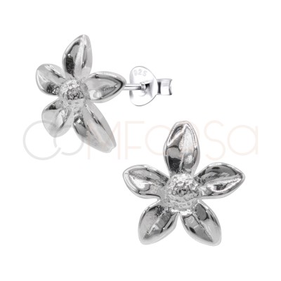 Brincos de flor 10 mm prata...