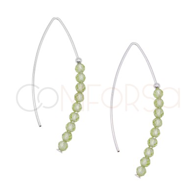 Brincos fio de pedra Peridoto 13 x 40 mm