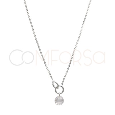 Colar argola dupla zircônia Crystal 40 + 6 cm prata 925