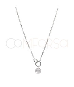 Colar argola dupla zircônia Crystal 40 + 6 cm prata 925