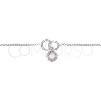 Colar argola dupla zircônia Crystal 40 + 6 cm prata 925