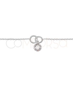 Colar argola dupla zircônia Crystal 40 + 6 cm prata 925