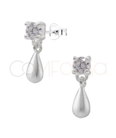 Brincos de zircônia com lágrima 4 mm prata 925