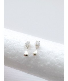 Brincos de zircônia com lágrima 4 mm prata 925