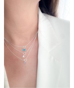 Colar argola dupla zircônia Crystal 40 + 6 cm prata 925