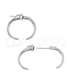 Brincos de canino com tarraxa 22 mm prata 925