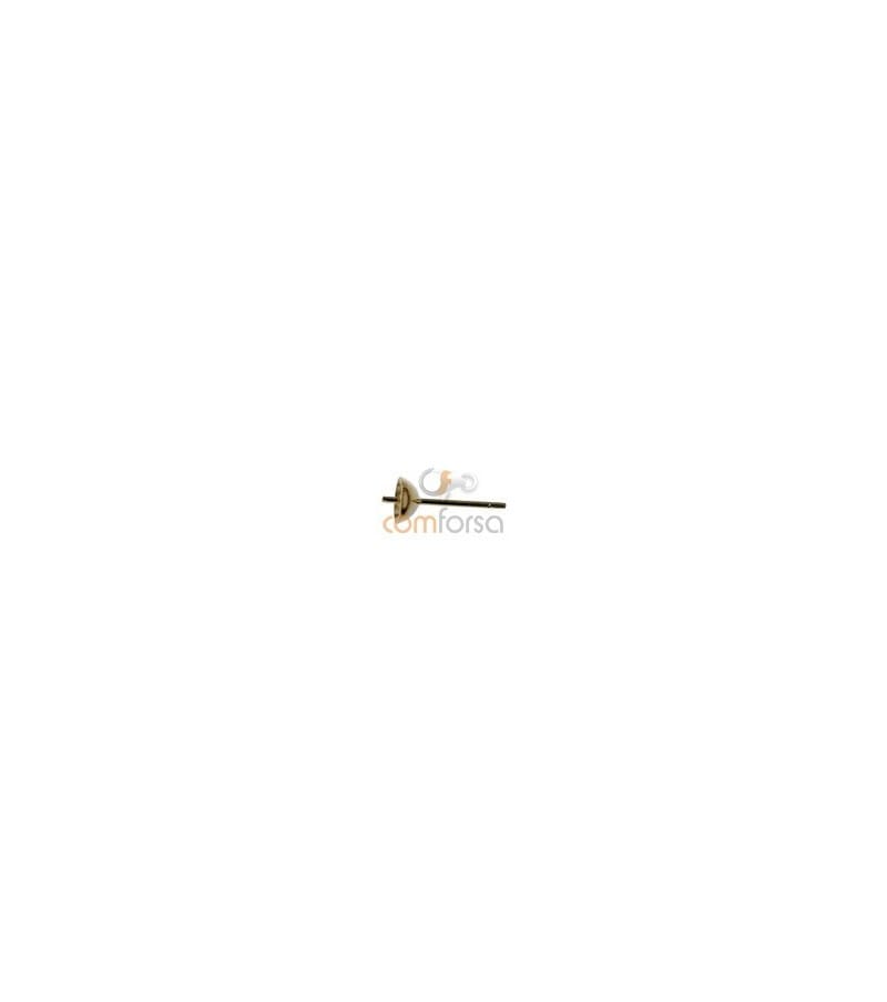 Base de brinco redonda lisa com pino 5 mm ouro 750