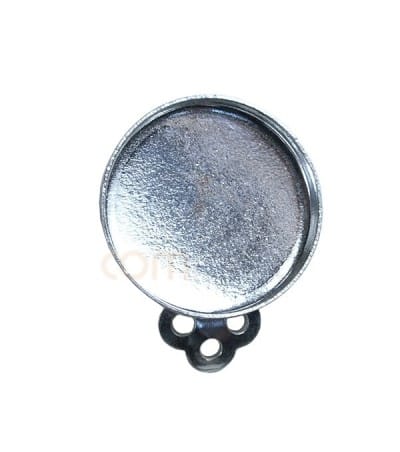 Brinco clip cabochão redondo 15 mm prata 925