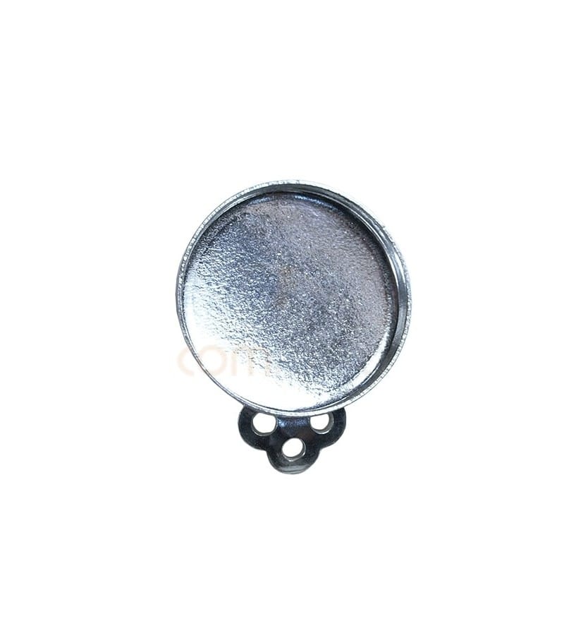 Brinco clip cabochão redondo 15 mm prata 925