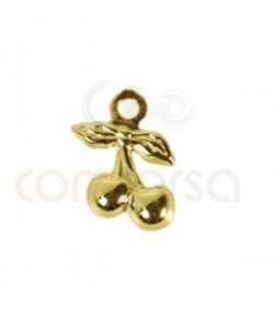 Pingente cereja 6.5 x 10 mm prata 925 banhada a ouro